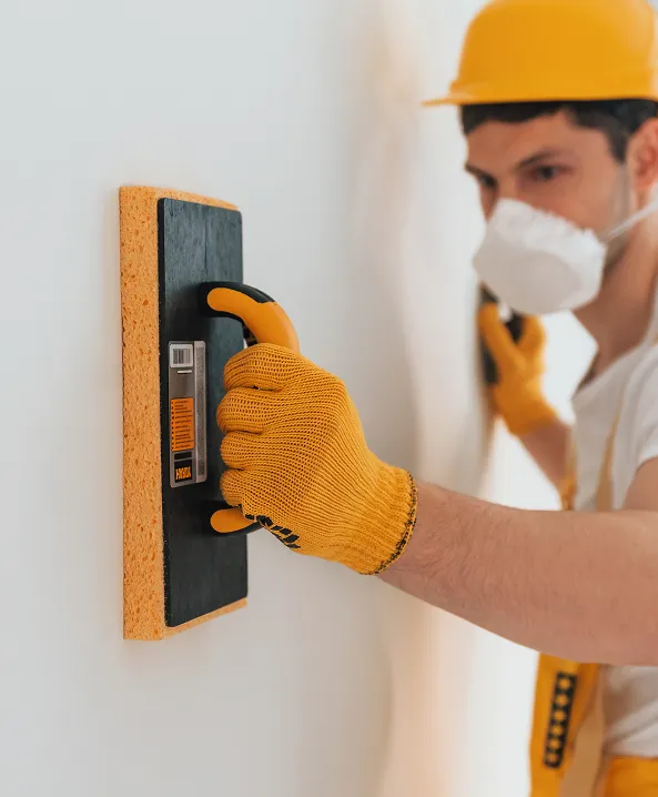 Professional plasterer at work